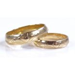 2 Irish 14ct gold wedding bands, larger size W, sm