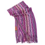 Missoni Italy, long knitted scarf in red / pink /