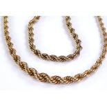 A 15ct gold rope twist necklace, length 550mm, 20.