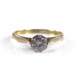 An 18ct gold 0.38ct solitaire diamond ring, settin
