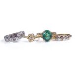 4 9ct gold stone set rings, 7.5g