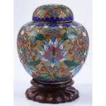 A Chinese gilt-metal and cloisonne enamel urn and