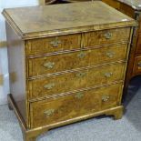 An 18th century burr-walnut chest of 3 long and 2