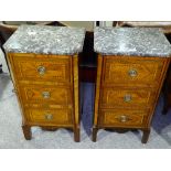 A pair of French 19th century kingwood and tulipwo