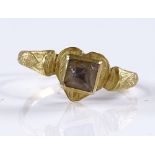 An early unmarked gold citrine set ring, with cent