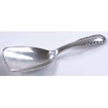 A Georg Jensen Danish silver caddy spoon, rope pat