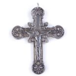 A Russian silver crucifix pendant, finely engraved