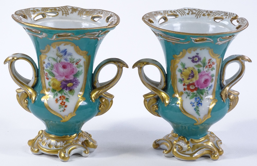 A pair of 19th century Continental porcelain urns, - Image 3 of 4