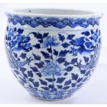 A Chinese blue and white porcelain jardiniere, wit