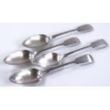4 fiddle pattern silver serving spoons, length 23c
