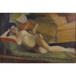 An early 20th century oil on canvas, reclining fem
