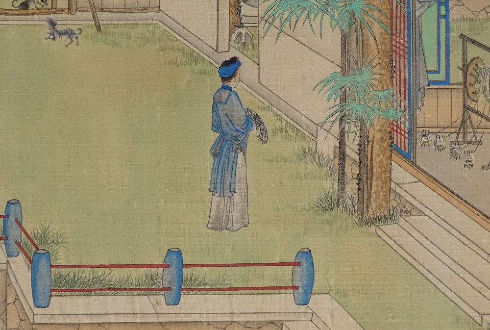 Japanese school, watercolour, figures in gardens, - Image 3 of 13