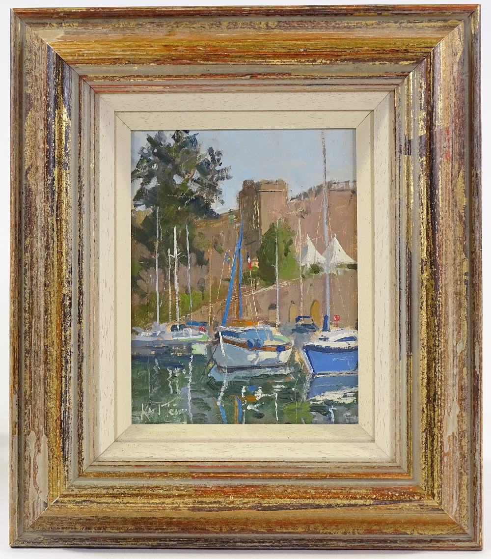 Karl Terry, oil on board, harbour scene South of F - Image 2 of 4