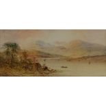 L Lewis, a pair of watercolours, Highland lake sce