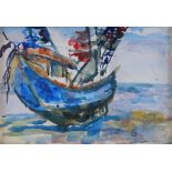 Maureen Connett, watercolour, fishing boat Hasting