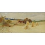 Leopold Rivers, watercolour, corn fields, signed,
