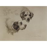 Maud Earl, print, 2 dogs, image size 9.5" x 12", f