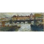 Manner of Jack Butler Yeats, oil on card, harbour