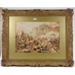 19th century watercolour, dramatic crusade scene,