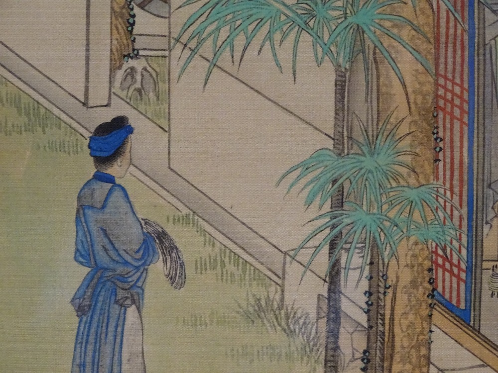 Japanese school, watercolour, figures in gardens, - Image 9 of 13