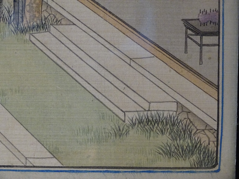 Japanese school, watercolour, figures in gardens, - Image 13 of 13