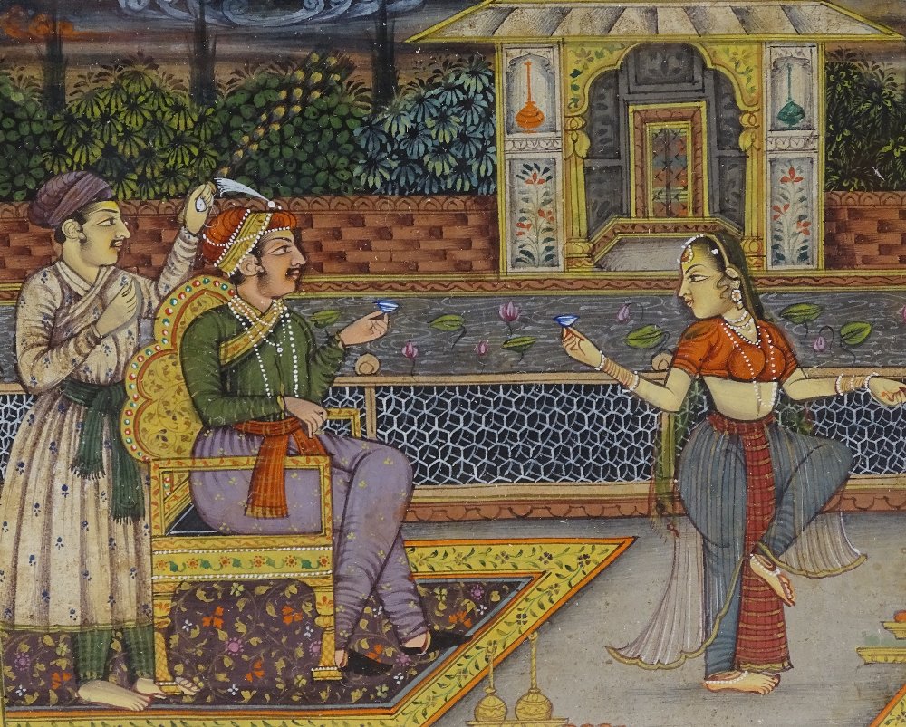 Indian school, gouache with gilding, court interio - Image 3 of 4