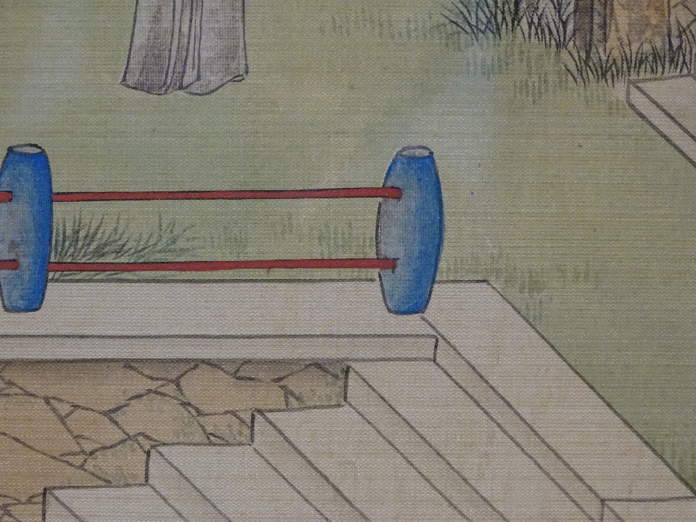 Japanese school, watercolour, figures in gardens, - Image 12 of 13