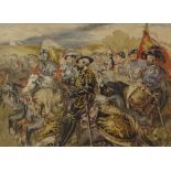 19th century watercolour, Henry VIII meeting Cardi