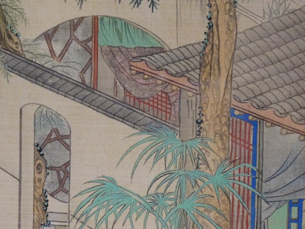 Japanese school, watercolour, figures in gardens, - Image 7 of 13