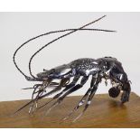 Clive Fredriksson, metal sculpture, lobster on woo
