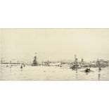 Rowland Langmaid, etching, shipping at Portsmouth,