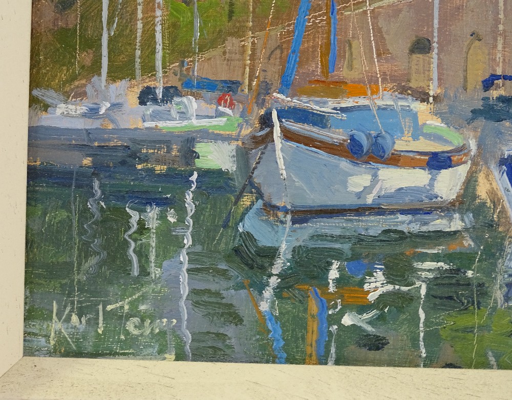 Karl Terry, oil on board, harbour scene South of F - Image 3 of 4