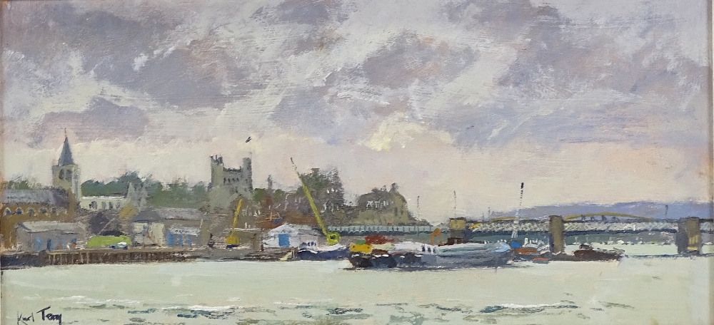 Karl Terry, oil on board, Rochester on the Medway,