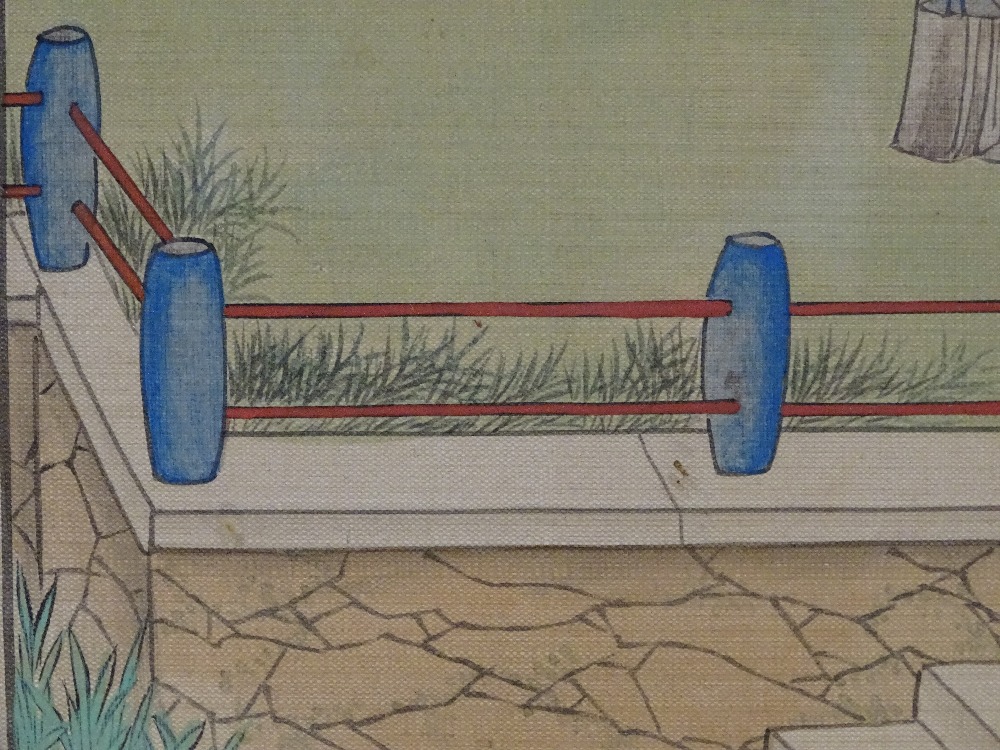 Japanese school, watercolour, figures in gardens, - Image 11 of 13