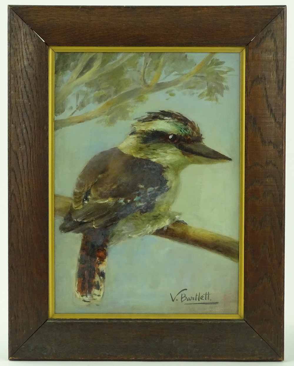 Violet Bartlett, oil on canvas, Kookaburra on a br - Image 2 of 4