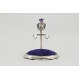 Edwardian silver Scottish themed hat pin stand and ring tree, Birmingham 1909,