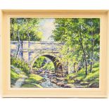 John Spencer (20th Century), An old stone bridge, impressionist summer landscape,