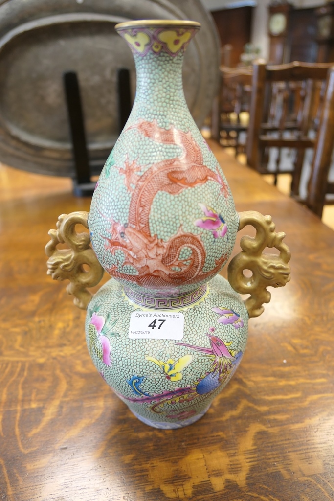 Quality Chinese Republic double gourd vase, - Image 2 of 10