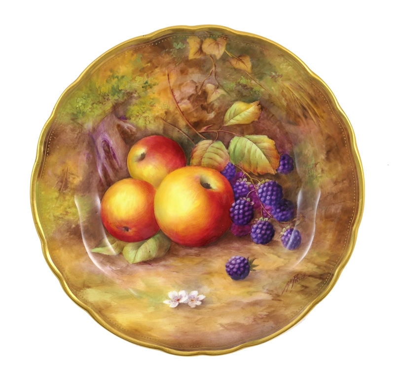 Royal Worcester fruit decorated plate by Horace Price, circa 1940,