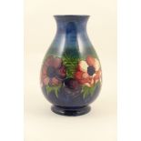 Large Moorcroft Anemone vase, circa 1945-49, baluster form with slightly flared neck,