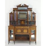 Late Victorian rosewood and inlaid salon cabinet in the Sheraton Revival style, circa 1885,