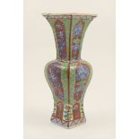 Chinese clobbered blue and white vase, 18th Century,