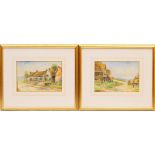 Ernest Potter (active late 19th/early 20th Century), Pair, Old cottages, signed watercolours,