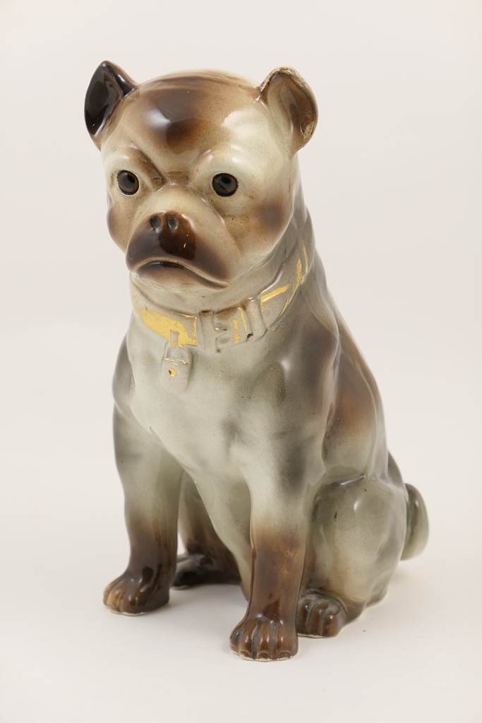 Staffordshire pottery Pug dog, circa 1900, possibly James Kent,