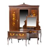 Late Victorian mahogany and inlaid bedroom suite,