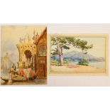 Ernest Lessieux (French, 1848-1925), 'Mediterranean landscape', watercolour, signed, unframed,