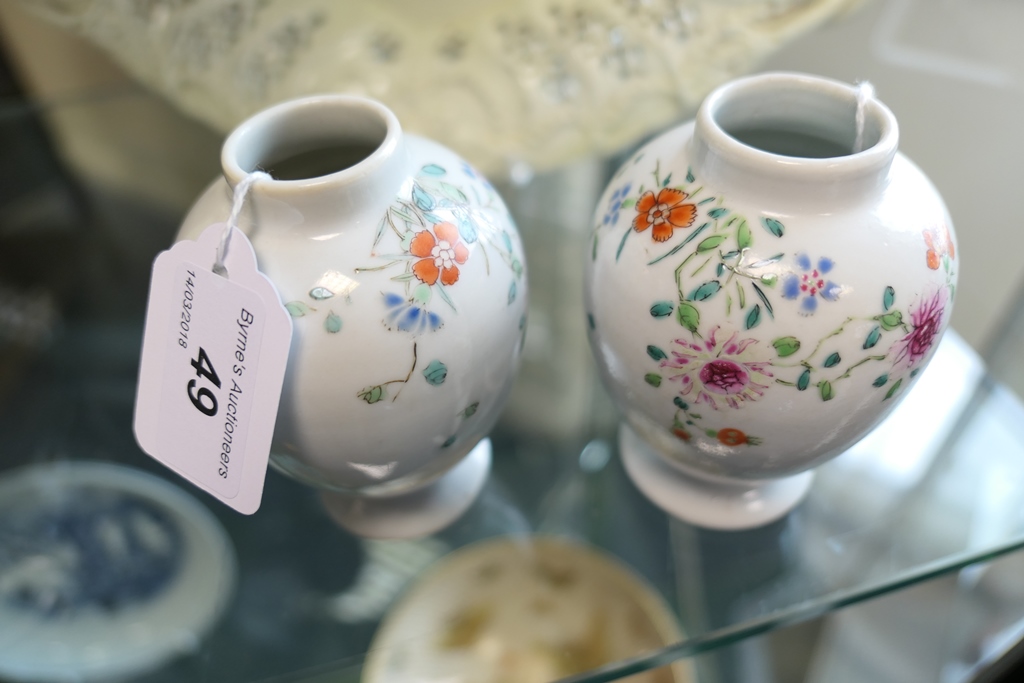 Pair of Chinese famille rose tea caddies, late Qianlong (1736-95), - Image 2 of 7