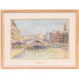 John G Kay (Contemporary), 'The Rialto Bridge, Venice', watercolour, signed,