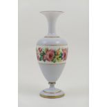 Victorian hand decorated opaline glass vase, circa 1890,