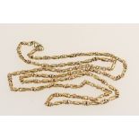 9ct gold fancy link chain necklace with lobster claw clasp, length 71cm, weight approx.